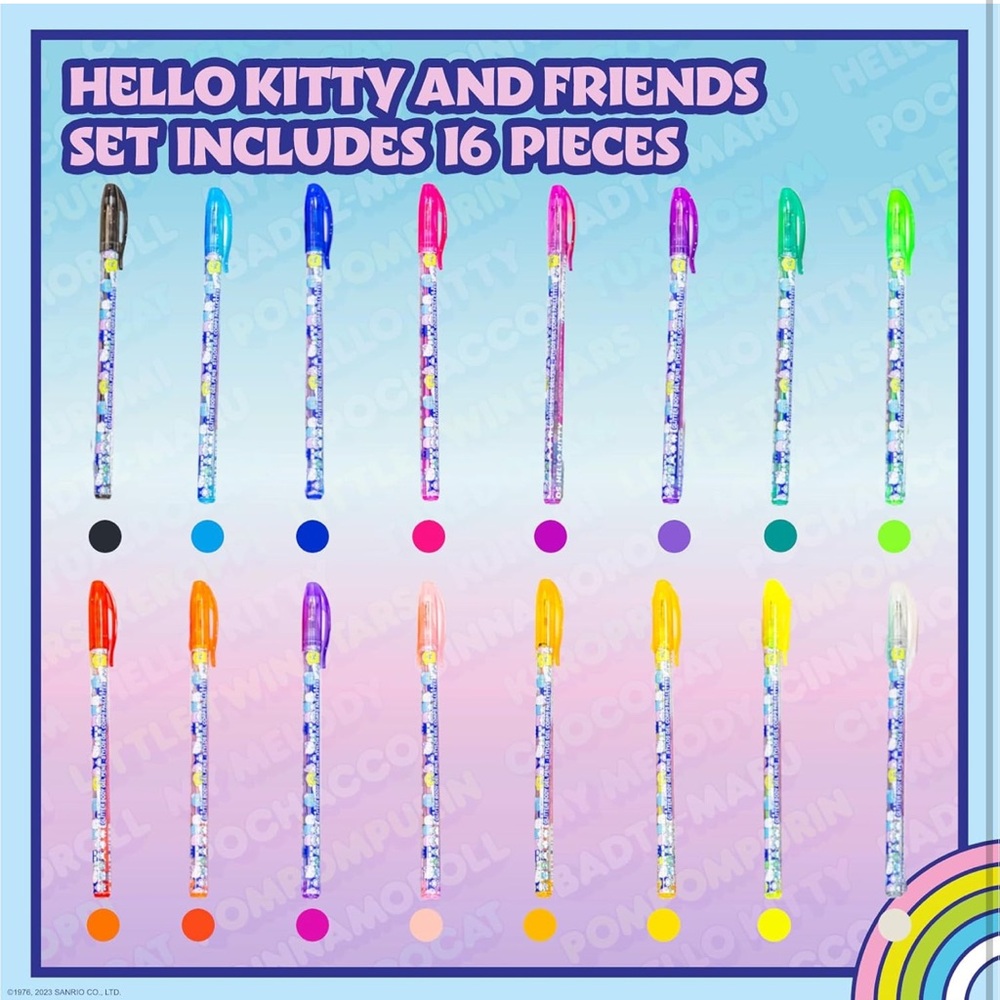 Sanrio HelloKitty and Friends 16 piece Glitter Body Gel Pens - Picture 4 of 9